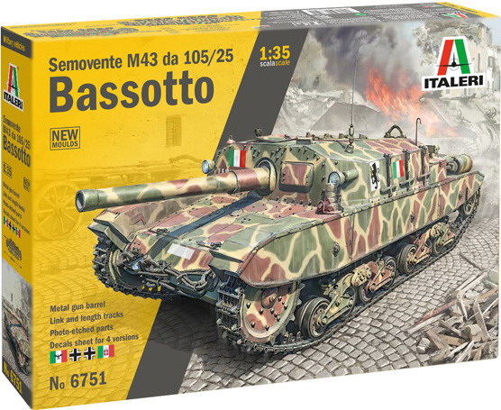 Modeling tank destroyer Semovente M43, 105/25, Bassotto, ref. 6751, 1/35, Italeri