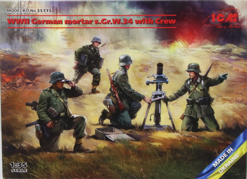 Modeling figures german mortar s. Gr. W. 34, 81 mm, ref. 35715, 1/35, ICM