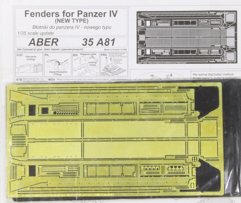 Modeling accesories photo-etched, Panzer IV, fenders, ref. 35 A81, 1/35, Aber