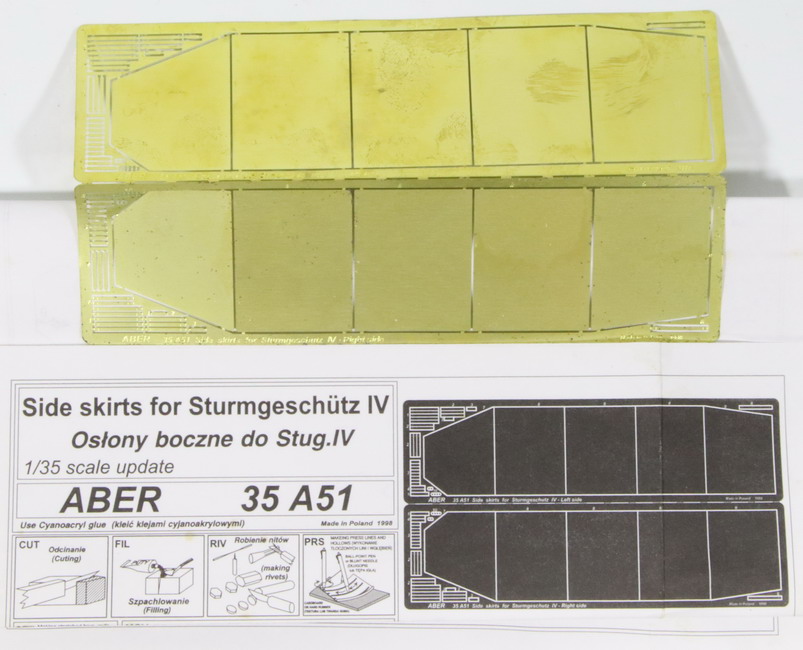 Modeling accesories photo-etched, Sturmgeschutz IV, side skirts, ref. 35 A51, 1/35, Aber