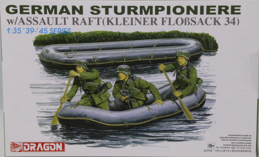 Modeling figures German Sturmpioniere & assault raft, ref. 6076, 1/35, Dragón