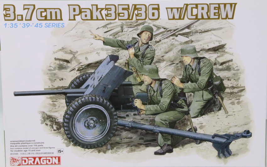 Modeling cannon Pak 35/36, 3.7 cm, & crew, ref. 6152, 1/35, Dragón