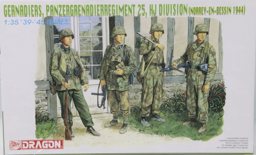 Modeling figures German Waffen SS, Panzergrenadier regiment 25, HJ Division, ref. 6110, 1/35, Dragón