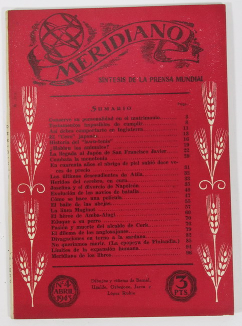 Revista Meridiano. Síntesis de la Prensa Mundial. Abril 1943