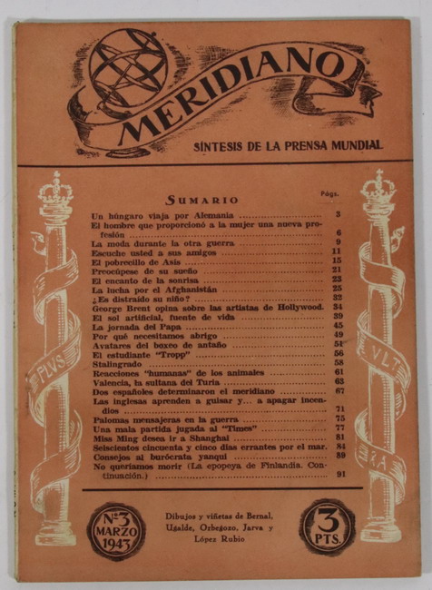 Revista Meridiano. Síntesis de la Prensa Mundial. Marzo 1943