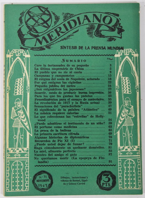 Revista Meridiano. Síntesis de la Prensa Mundial. Noviembre 1943