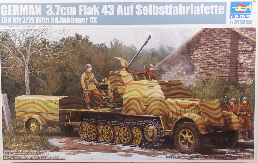 Modeling half-track Sdkfz 7/2 & Flak 43 – 3.5 cm & Selbstfahrlafette, ref. 01527, 1/35, Trumpeter