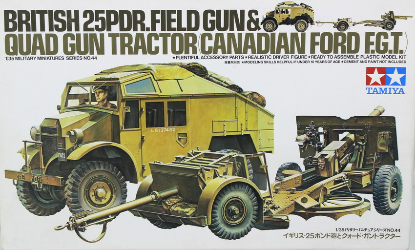 Modeling truck Ford Quad gun tractor & cannon 25 Pdr. Field gun, ref. 35044, 1/35, Tamiya