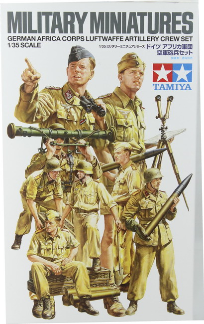 Modeling figures German Afrika Korps, Luftwaffe artillery, ref. 35343, 1/35, Tamiya