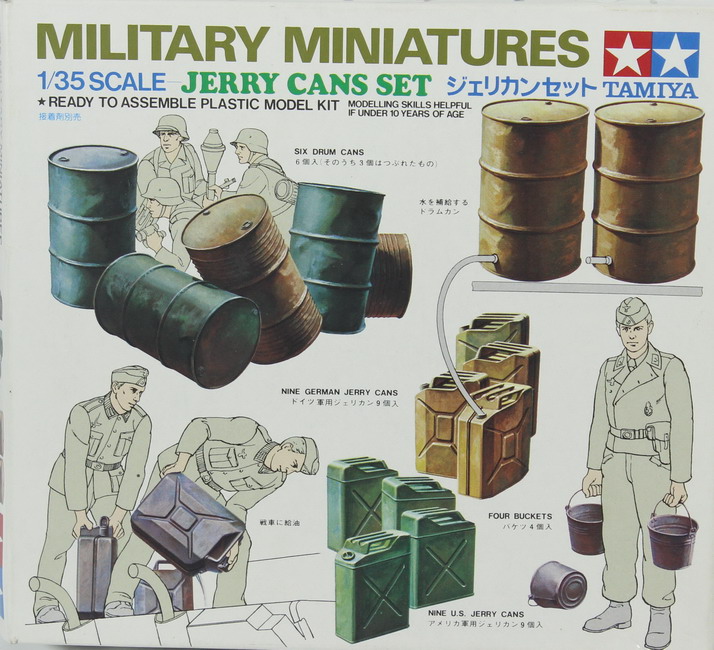 Modeling accesories fuel drum set, Jerry Cans, ref. 35026, 1/35, Tamiya