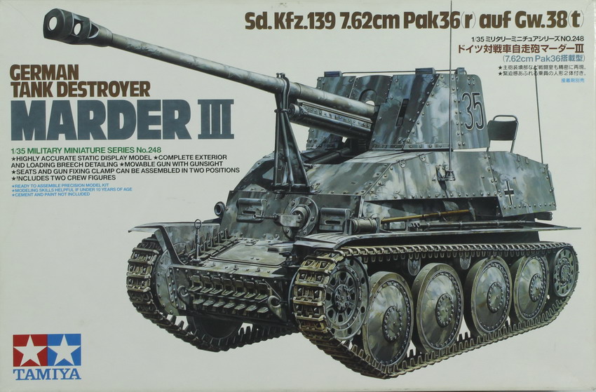 Modeling tank destroyer Marder III, 7,62 cm Pak 36r, ref. 35248, 1/35, Tamiya