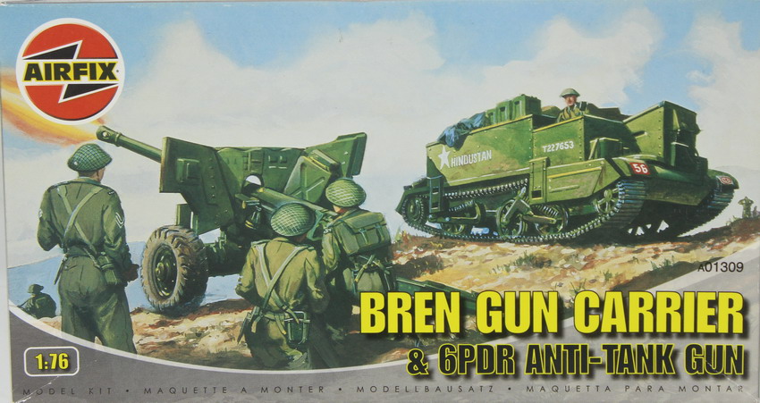 Modeling vehicle Bren carrier & 6 pdr. Anti-tamk gun, ref. A01309, 1/76, Airfix