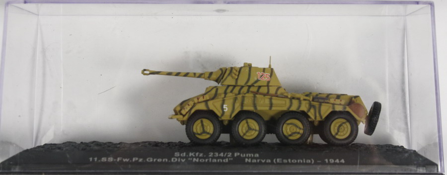 Modeling armored car Sdkfz 234/2, 8 rads. Puma, 11 SS Pz. Gr. Norland, Narva, Estonia 1944, 1/72, Altaya