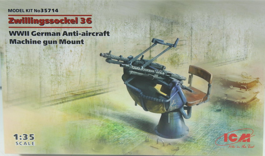 Modeling accesories, Zwillingssockel 36, anti-aircraft machine gun MG-34, ref. 35714, 1/35, ICM