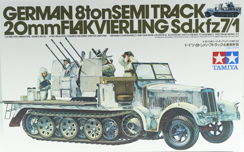 Modeling halftrack Sdkfz 7/1, 8 Ton. & Flakvierling 20 mm, ref. 35050, 1/35, Tamiya