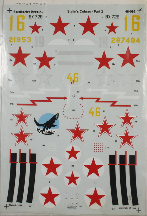 Modeling accessories, decals, Bell P-39 Airacobra, Soviet - Russian, 1/48, Aero Master Decals.