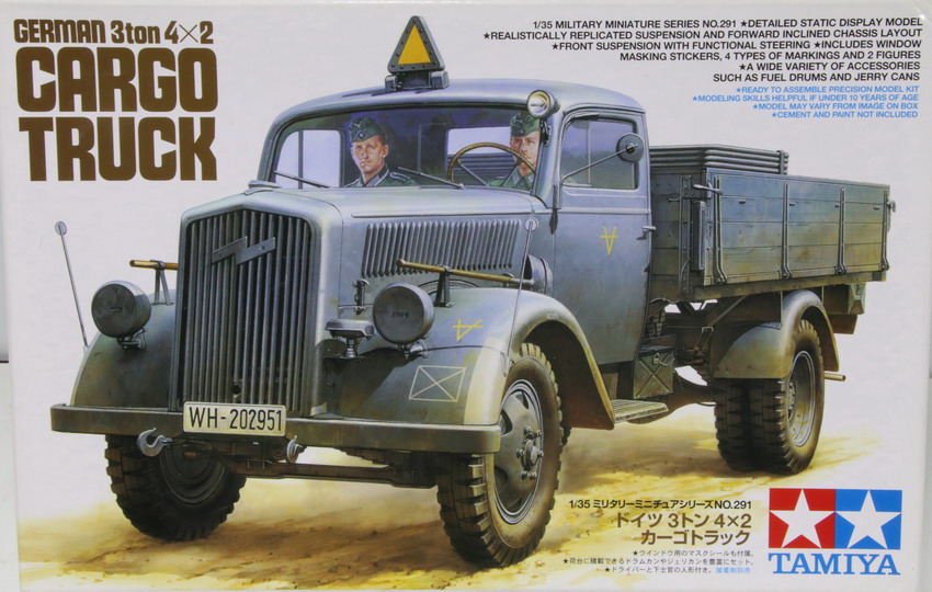 Modeling truck Opel Blitz, 3 T ton. 4x2 cargo truck, ref. 35291, 1/35, Tamiya