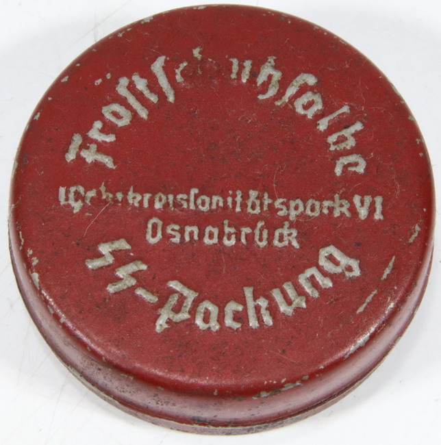 First aid kit: bottle antifreeze ointment, Frostschutzsalbe, SS Packung, German original World War II