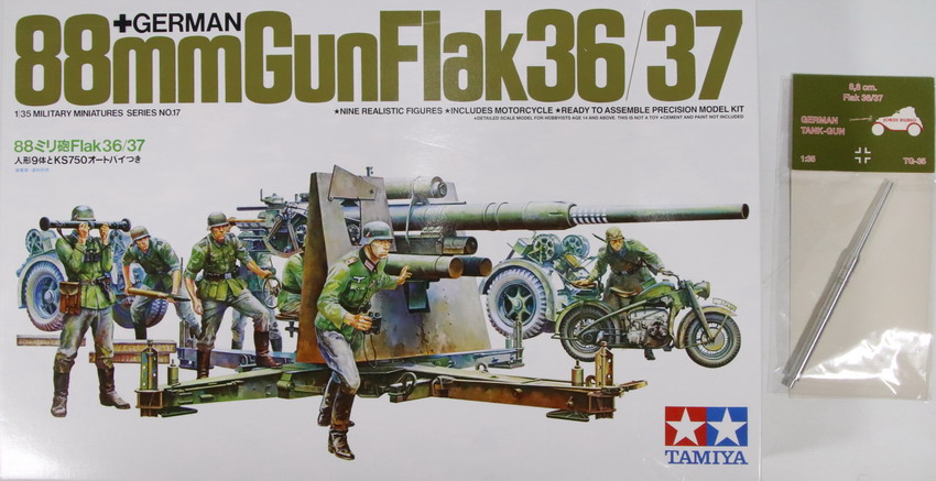 Modeling cannon 88 mm gun Flak 36/37, ref. 35017, 1/35, Tamiya + cannon ref. TG-35, 1/35, Jordi Rubio