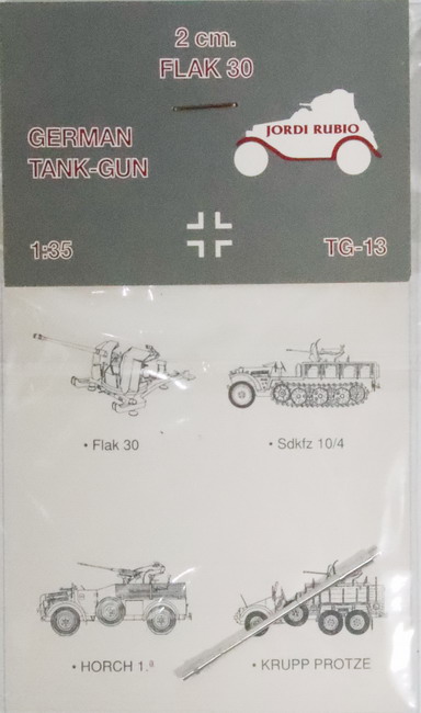 Modeling accesories cannon 2 cm Flak 30, Sdkfz 10/4, Horch, Protze …, ref. TG-13, 1/35, Jordi Rubio