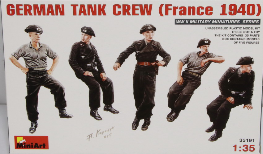 Modeling figures German, German tank crew, France 1940, ref. 35191, 1/35, Miniart
