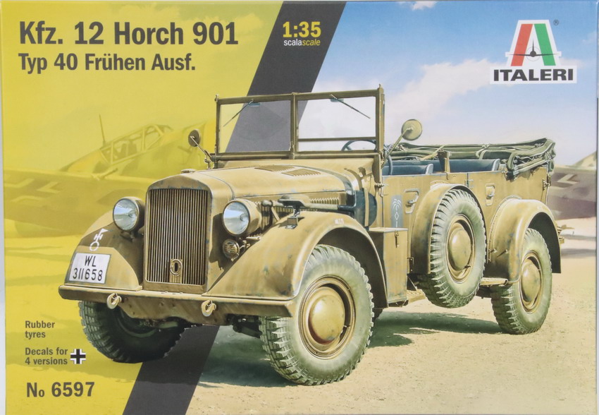 Modeling vehicle Horch 901, Kfz. 12, typ 40 Fruhen Ausf., ref. 6597, 1/35, Italeri
