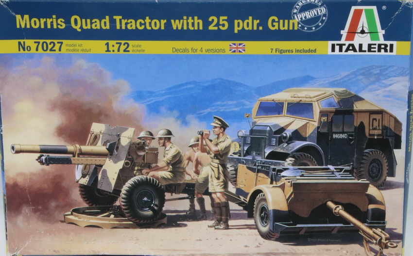 Modeling truck Morris Quad tractor with 25 pdr. Gun, ref. 7027, 1/72, Italeri