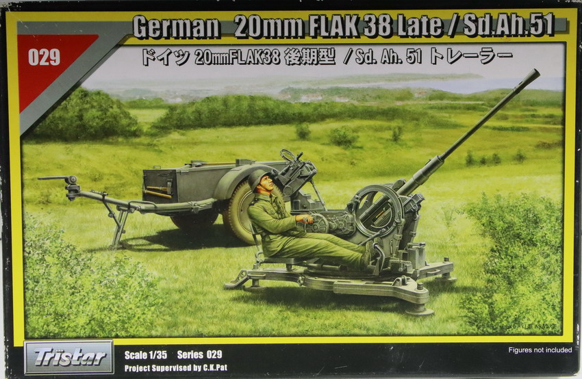 Modeling cannon Flak 38, 20 mm, late & Sd. Ah. 51, ref. 029 - 35010, 1/35, Tristar – Hobby Boss