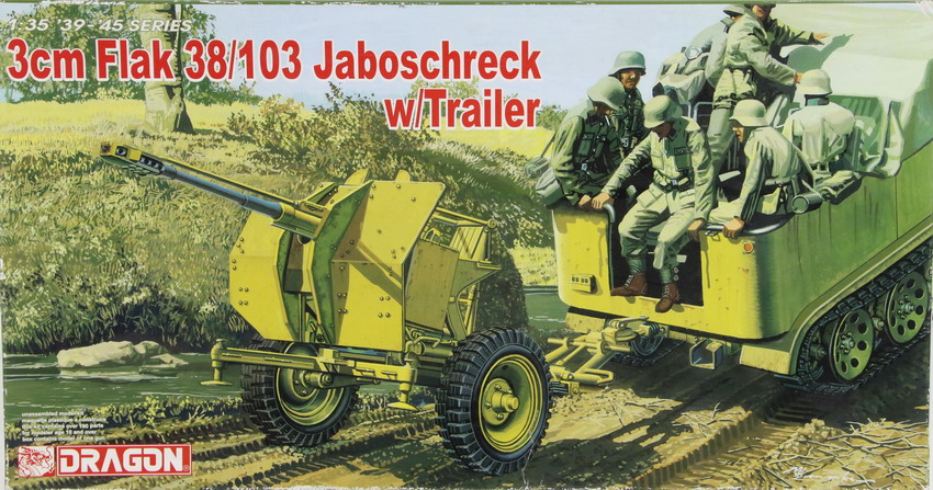 Modeling cannon Flak 38/103, 30 mm, Jaboschreck w/tráiler, ref. 6353, 1/35, Dragón