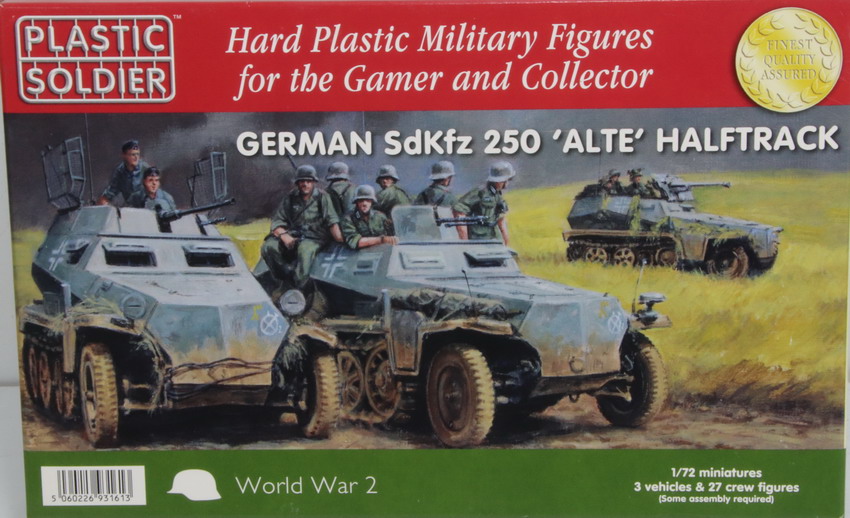 Modeling halftrack Sdkfz 250, alte, 3 vehículos & 27 figures, ref. WW2V20022, 1/35, Plastic Soldier