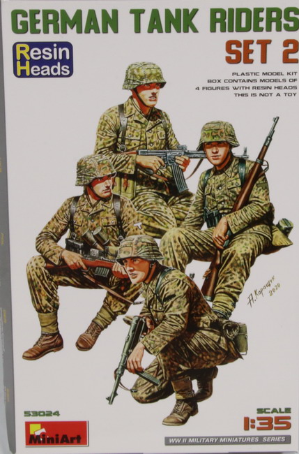 Modeling figures German, Waffen SS, German tank riders, set. 2, ref. 53024, 1/35, Miniart.