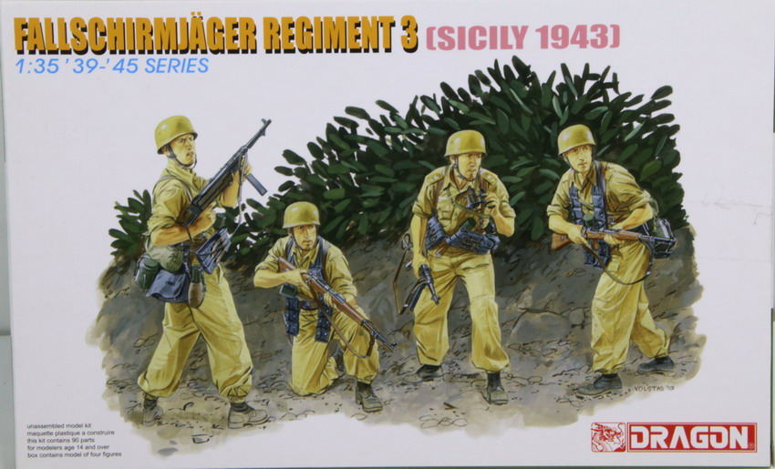 Modeling figures German, Fallschirmjager Regiment 3, Sicily 1943, ref. 6195, 1/35, Dragón