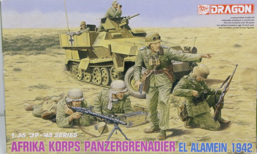 Modeling figures German Afrika Korps, Panzergranadier, El Alamein 1942, ref. 6389, 1/35, Dragon