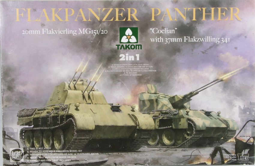 Modeling tank Panzer V, Panther, Flakpanzer, ref. 2105, 1/35, Takom