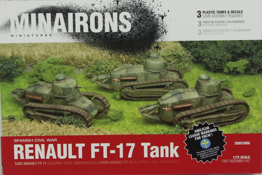 Modeling tank FT-17, ref. 20GEV006, 1/72, Minairons, 1/72, 3 units, Minairons (no box)